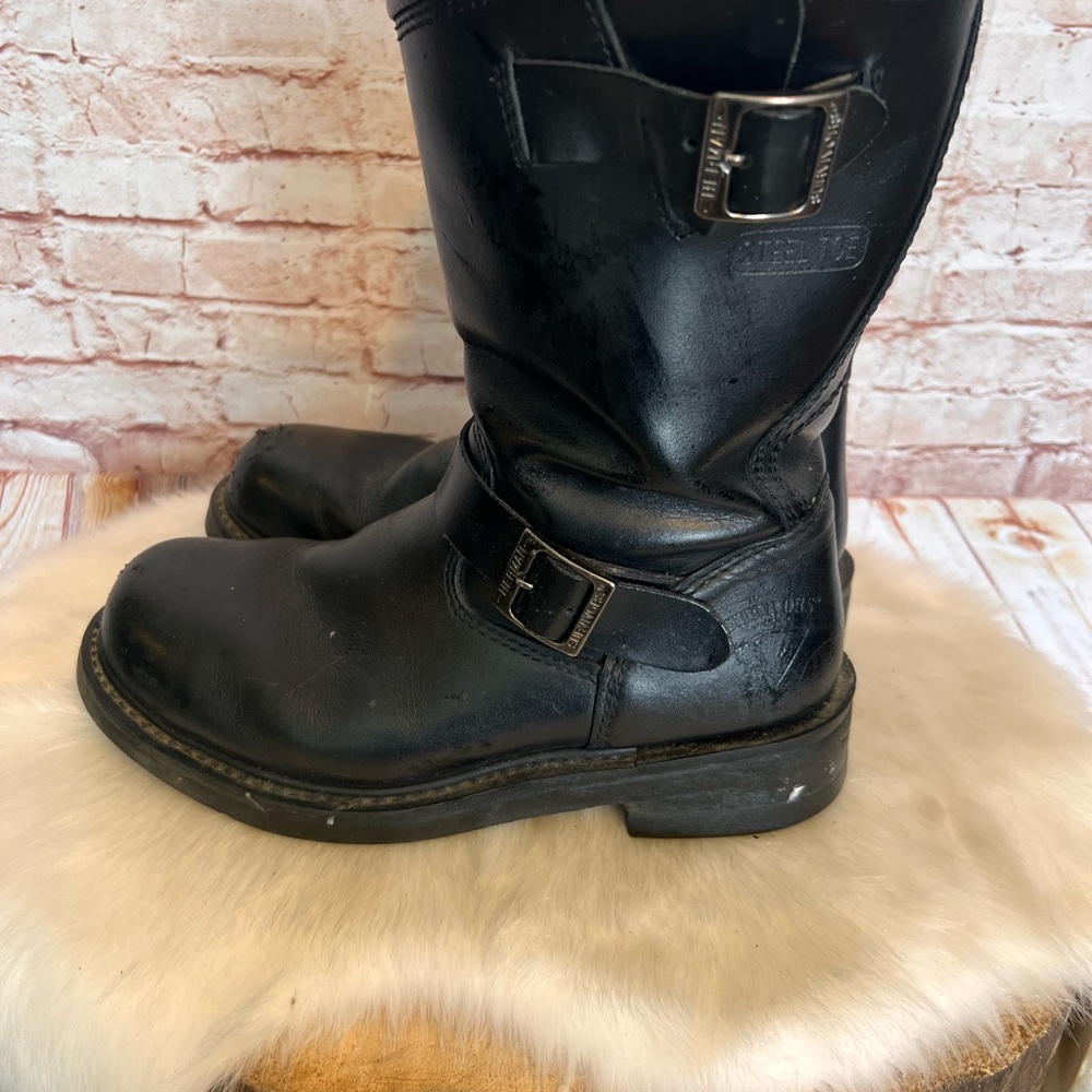 Herman Survivors leather biker engineer buckle boots size 8 men 9.5/10 Womens